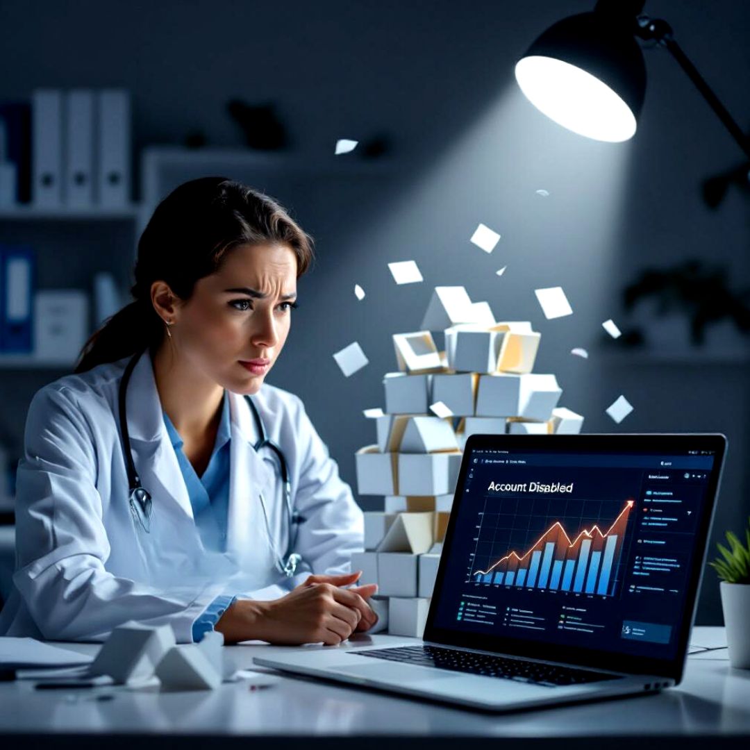 Médico Profesional Observa su cuenta deshabilitada en plataforma externa - Negocio Antifrágil con sitio Web - Dumartek